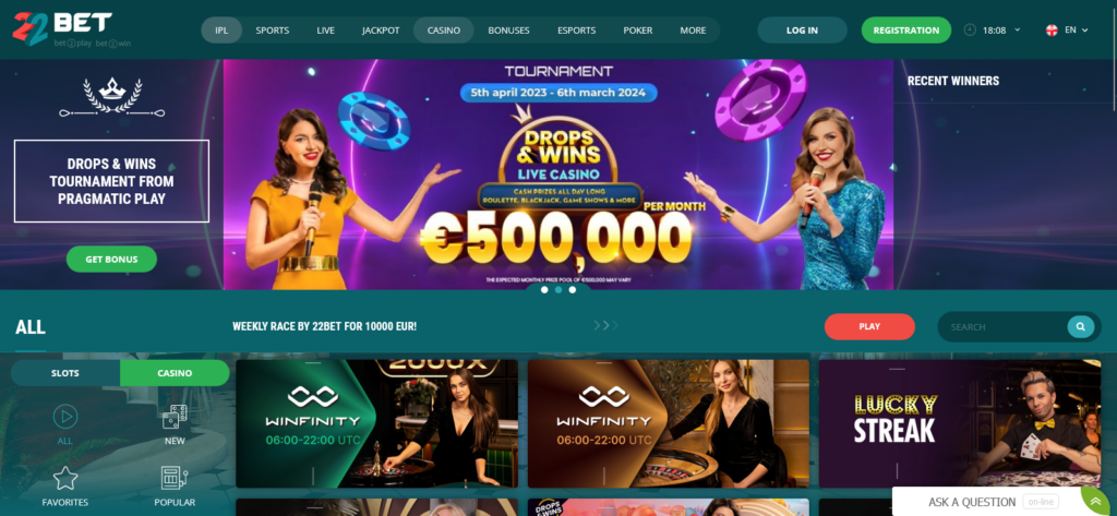 22bet casino games