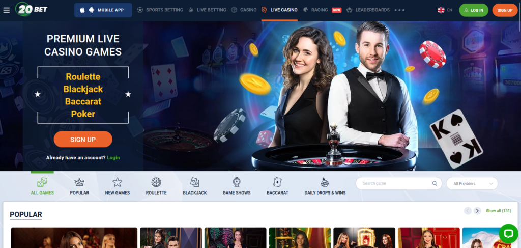 20bet casino live games