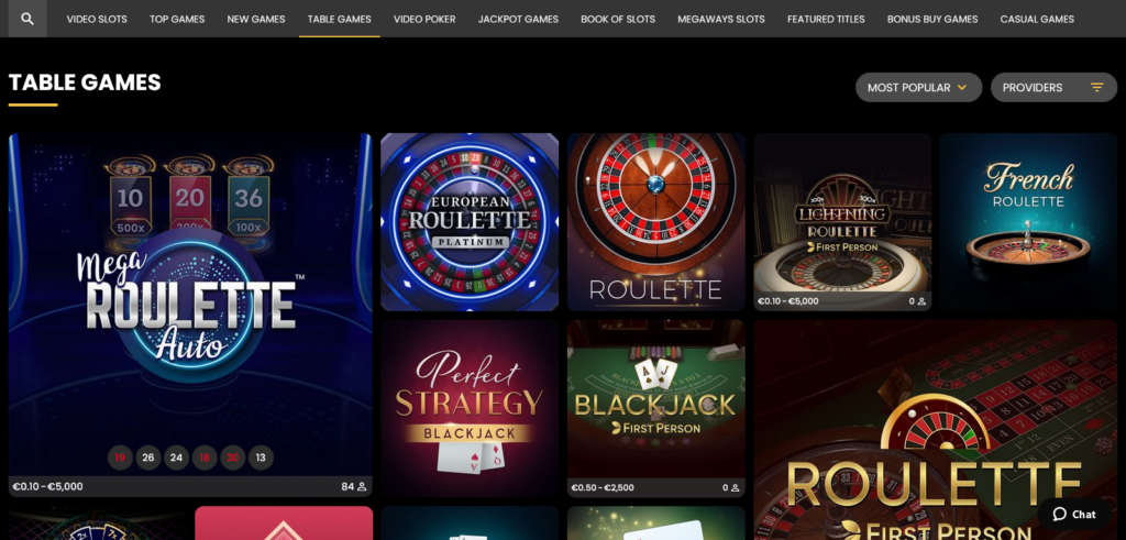 Emirbet casino table games