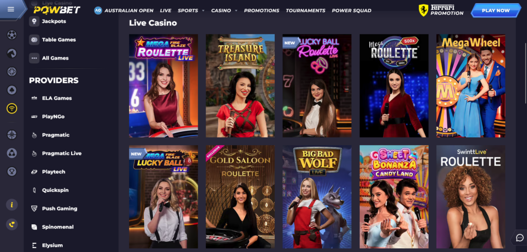 Powbet casino live games