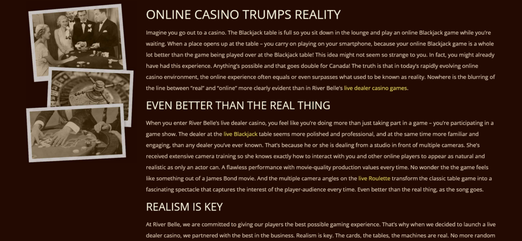 River Belle Casino site design